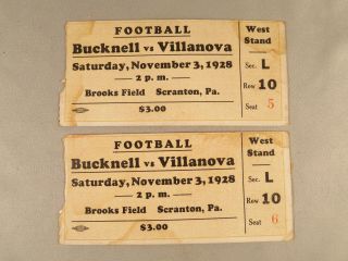 Vintage 1928 Bucknell Vs Villanova Football Game Ticket