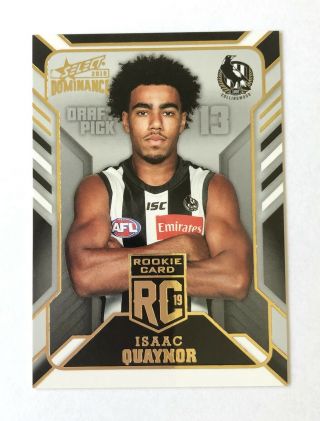 2019 Select Dominance Isaac Quaynor Collingwood Rookie Card Sp Rc 072/250