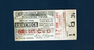Jack Kralick No Hitter Ticket Stub 8/26/62 Twins V A 