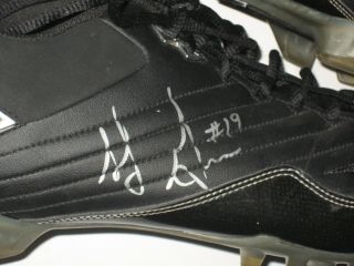 SJ GREEN MONTREAL ALOUETTES GAME WORN SIGNED NIKE CLEATS - AWESOME INSCRIPTIONS 6