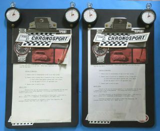 Two (2) Indy 500/stp Chronosport/heuer Dual Stopwatch Timer Clipboards