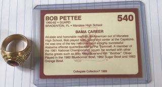 1959 - 63 bob pettee bear Bryant Alabama crimson tide champions Championship ring 2