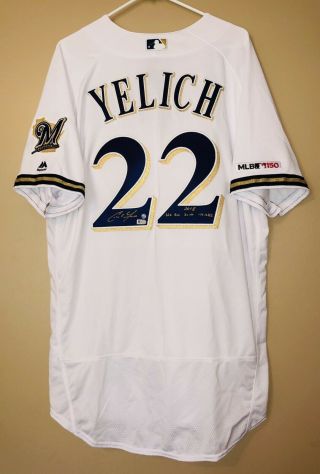 Christian Yelich Milwaukee Brewers Signed Authentic Flex Game Jersey Steiner Mlb
