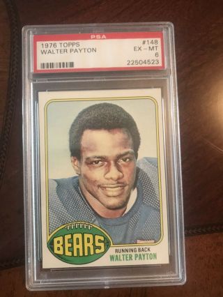 1976 Topps Walter Payton Rookie 148 Psa 6 Ex - Mt Chicago Bears Hof