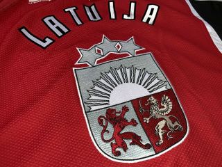 IIHF Game Worn Latvia Ice Hockey Jersey Latvija Shirt Goalie Cut 37 Jucers 5