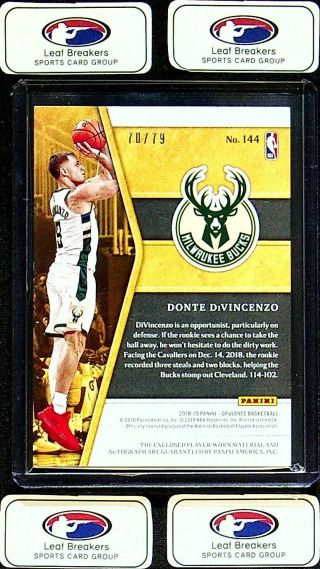 2018 - 19 OPULENCE BASKETBALL DONTE DIVINCENZO ROOKIE PATCH AUTO /79 RPA RC [KH] 2