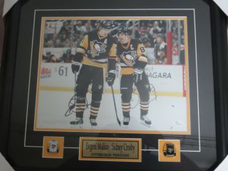 Penguins Sidney Crosby & Evgeni Malkin Signed Framed & Matted 11x14 Photo Jsa