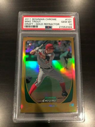 2011 Bowman Chrome Draft Mike Trout Rc Gold Refractor 8/50 Psa 10 324