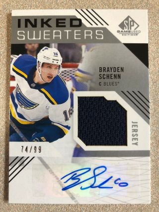 Ud 2018 - 19 Sp Game Inked Sweaters Brayden Schenn St.  Louis Blues Auto 74/99