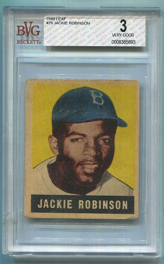 Jackie Robinson 1948 Leaf Rookie 79 Graded Bvg 3 Very Good Psa? Sgc?