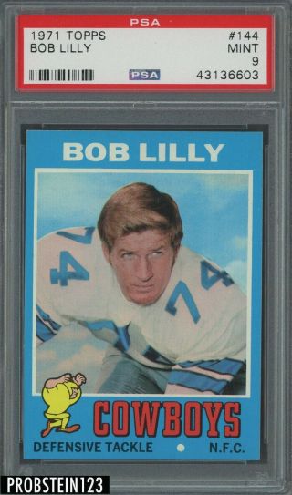 1971 Topps Football 144 Bob Lilly Dallas Cowboys Hof Psa 9 " Looks Gem "