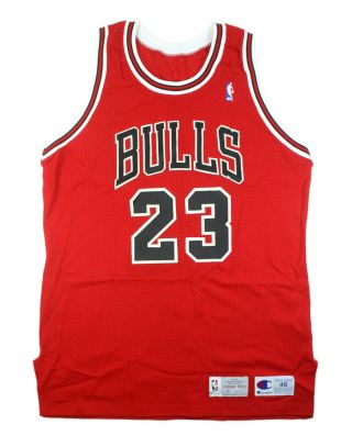 Michael Jordan 1992 - 1993 Chicago Bulls Game Red Road Jersey Mears A5