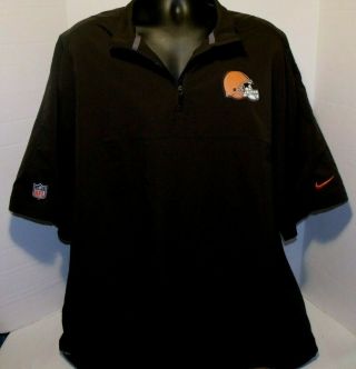 Nike Cleveland Browns 1/4 Zip Brown Pullover Jacket Size 3xl On Field Dri Fit