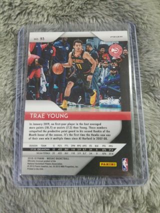 Trae Young 2018 Prizm Mosaic Silver Refractor Rc Hawks Rookie Hot 2