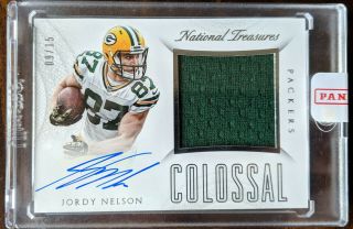 Jordy Nelson - 2015 National Treasures Colossal Patch On - Card Auto /15 - Packers