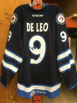 Manitoba Moose Ahl Game Issued Not Worn Navy Jersey Chase De Leo 9
