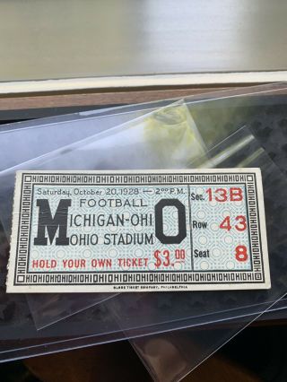 1928 Ohio State Vs.  Michigan Football Ticket Stub