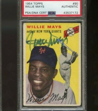 1954 Topps Willie Mays 90 Auto Autographed Psa/dna