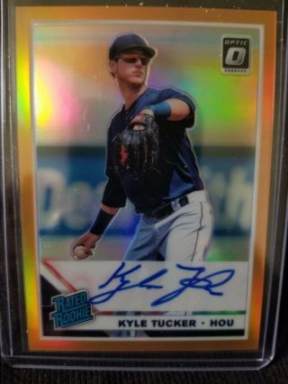 2019 Donruss Optic Kyle Tucker Rated Rookie Gold Prizm Auto 26/99 Astros