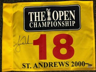 Tiger Woods Signed 2000 British Open Pin Flag Auto Autograph Golf Uda