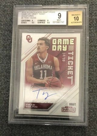 2018 19 Contenders Game Day Ticket Rc Auto Trae Young Bgs 9 10 Auto 14/99