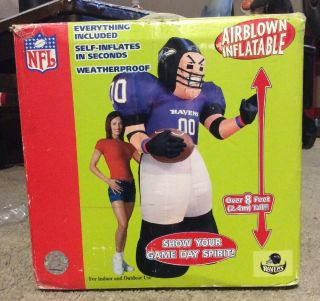 Gemmy Nfl Baltimore Ravens Air - Blown Inflatable 8’ Lawn Football Player P/o V.  G.