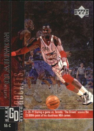 1997 - 98 Upper Deck Game Dated Memorable Moments Basketball Card 45 Olajuwon