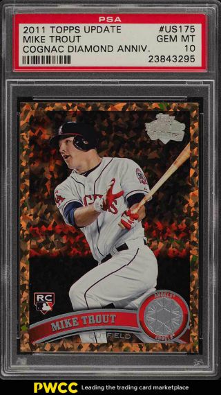 2011 Topps Update Cognac Diamond Mike Trout Rookie Rc Us175 Psa 10 Gem (pwcc)