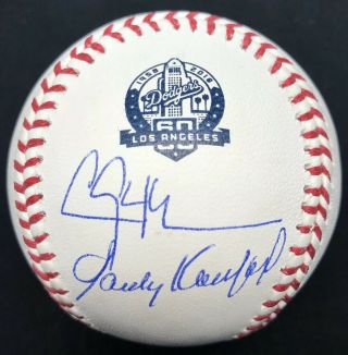 Clayton Kershaw Sandy Koufax Dual Signed Dodgers Ann Logo Baseball Mlb Holo
