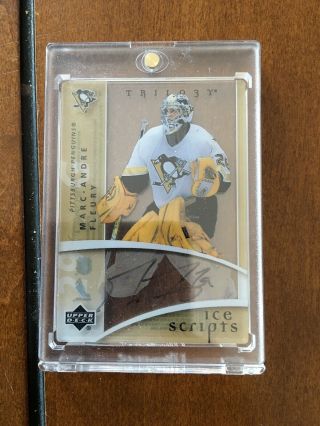 2007 - 08 Upper Deck Trilogy Ice Scripts Is - Mf Marc - Andre Fleury Auto Hockey Card