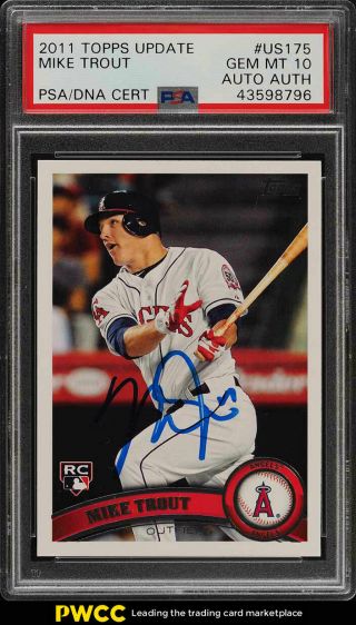 2011 Topps Update Mike Trout Rookie Rc,  Psa/dna Auto Psa 10 Gem (pwcc)