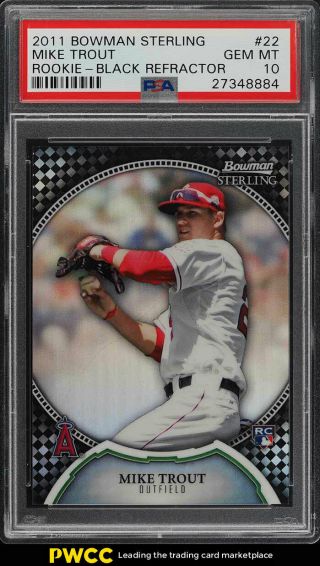 2011 Bowman Sterling Black Refractor Mike Trout Rookie Rc /25 22 Psa 10 (pwcc)
