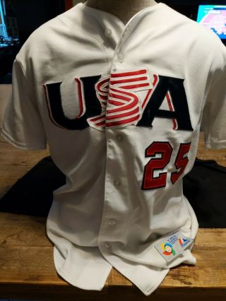 Derrick Lee 2006 Usa Olympic World Baseball Team Game Issued Jersey Number 25