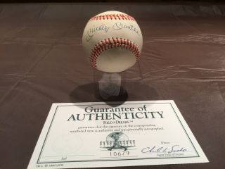 York Yankees Mickey Mantle Autographed Mlb Baseball W/ Field Of Dreams