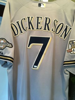 Milwaukee Brewers Chris Dickerson Game Jersey 2010 Mlb Hologram