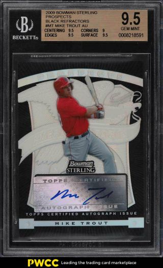 2009 Bowman Sterling Black Refractor Mike Trout Rookie Auto /25 Bgs 9.  5 (pwcc)