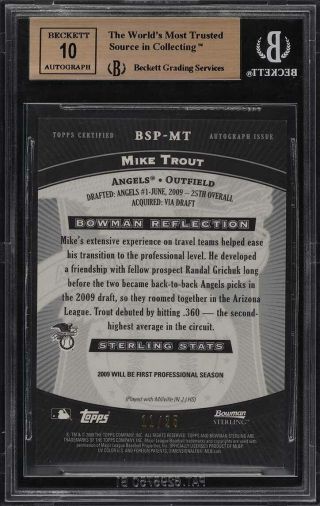 2009 Bowman Sterling Black Refractor Mike Trout ROOKIE AUTO /25 BGS 9.  5 (PWCC) 2