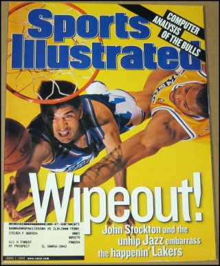 6/1/1998 Sports Illustrated John Stockton Utah Jazz Milwaukee Brewers Nl Braves