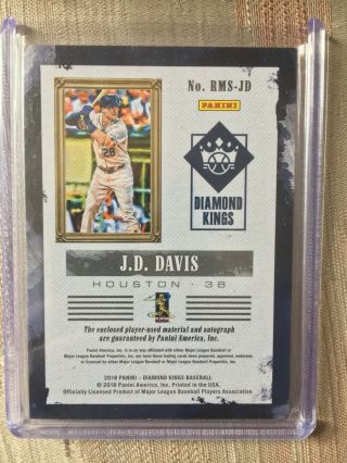 2018 Diamond Kings JD J.  D.  Davis Rookie Dual Star Logo Patch Auto D 11/15 2