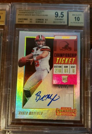 Baker Mayfield Auto 2018 Contenders Championship Ticket /49 Bgs 9.  5/10