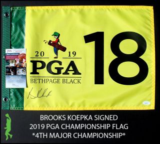 Brooks Koepka Autographed Signed 2019 Pga Championship Pin Flag Jsa