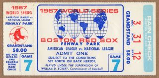 1967 World Series Boston Red Sox St.  Louis Cardinals Game 7 Ticket Fenway Park