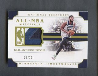 2018 - 19 National Treasures All - Nba Karl - Antony Towns 3 - Color Patch 23/25