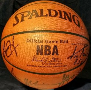 1997 - 98 DETROIT PISTONS Game Ball TEAM Signed GRANT HILL JOE DUMARS 90s NBA 4