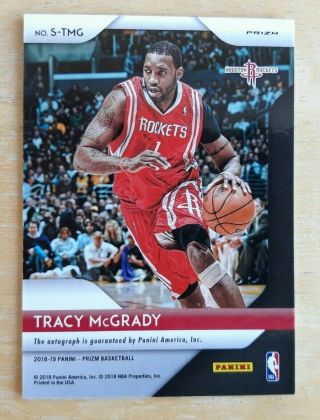 Tracy McGrady Autograph Refractor 2018/19 Prizm Houston Rockets Auto Basketball 2