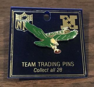 Vintage Philadelphia Eagles Lapel Pin Hat Nfc Nfl On Card Nos Team Trading
