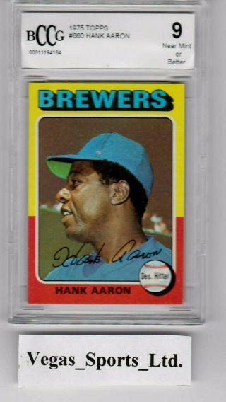 Hank Aaron 1975 Topps 660,  Beckett Graded 9,  (bccg),  Dead Centered,