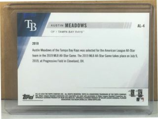 2019 TOPPS NOW PLATINUM ALL - STAR GAME AL - 4 AUSTIN MEADOWS TB RAYS FOIL STAMP 3