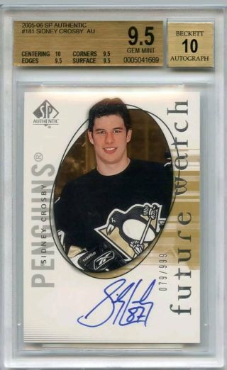 2005 - 06 Ud Sp Authentic Sidney Crosby Future Watch Auto /999 Bgs 9.  5/10 Gem