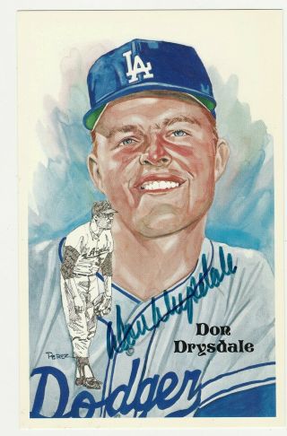 Don Drysdale La Dodgers Authentic Hand Signed Perez Steele Card Beckett Bas